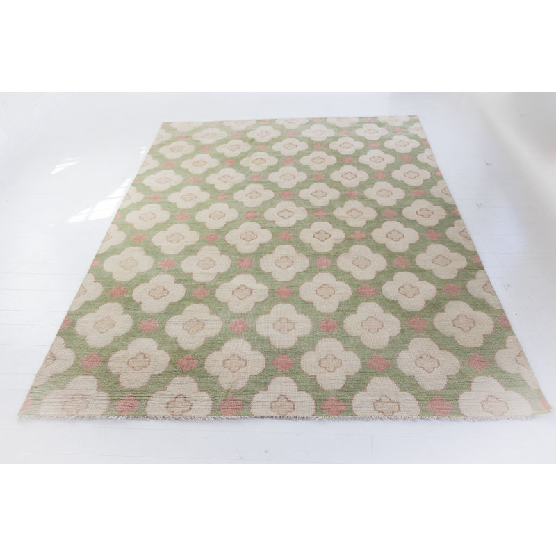 Hand Knotted Wool Floral Area Rug, Rectangle 10' x 14'