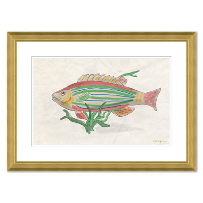 Fish Plaque Stripe Framed by Dana Gibson