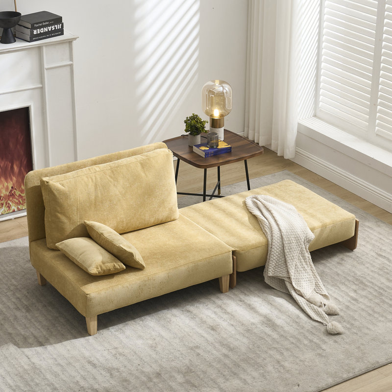 Canapé-lit pliable inclinable, canapé-lit convertible 3 en 1, décor Mid-Century moderne, convient aux petits espaces, avec trois coussins, idéal pour la chambre à coucher et la chambre d'amis