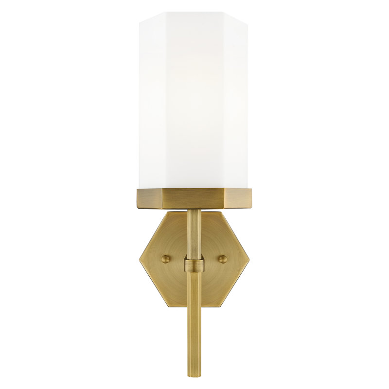 Downtown Urban - Neilson - 1 Light 5" Wall-mounted Sconce , Brushed Brass, Matte White