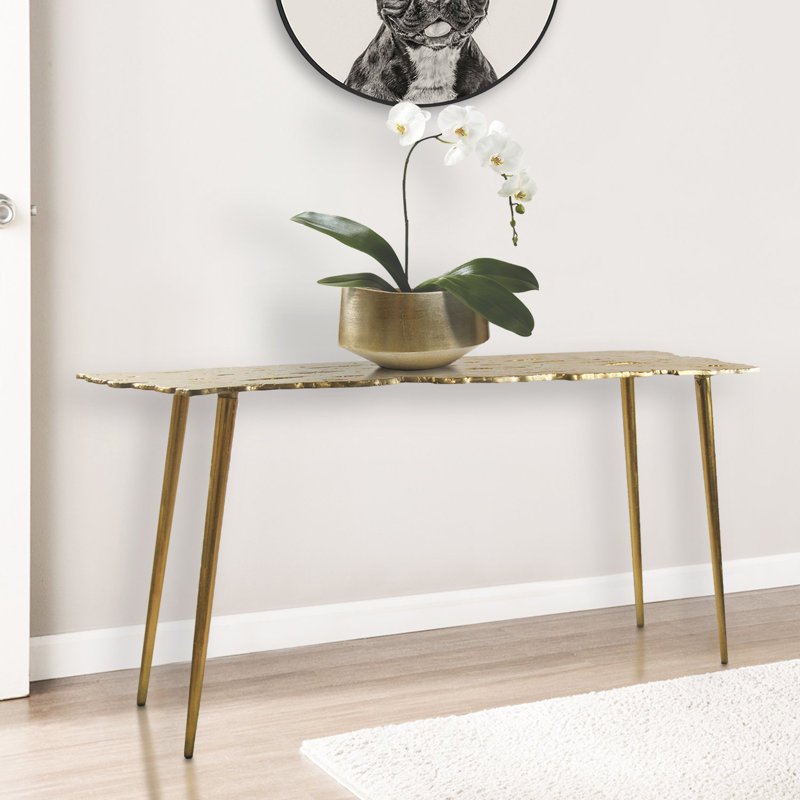 Burvale 47.5'' Console Table, 24" H x 47.5" W x 14.5" D, Antique Nickel