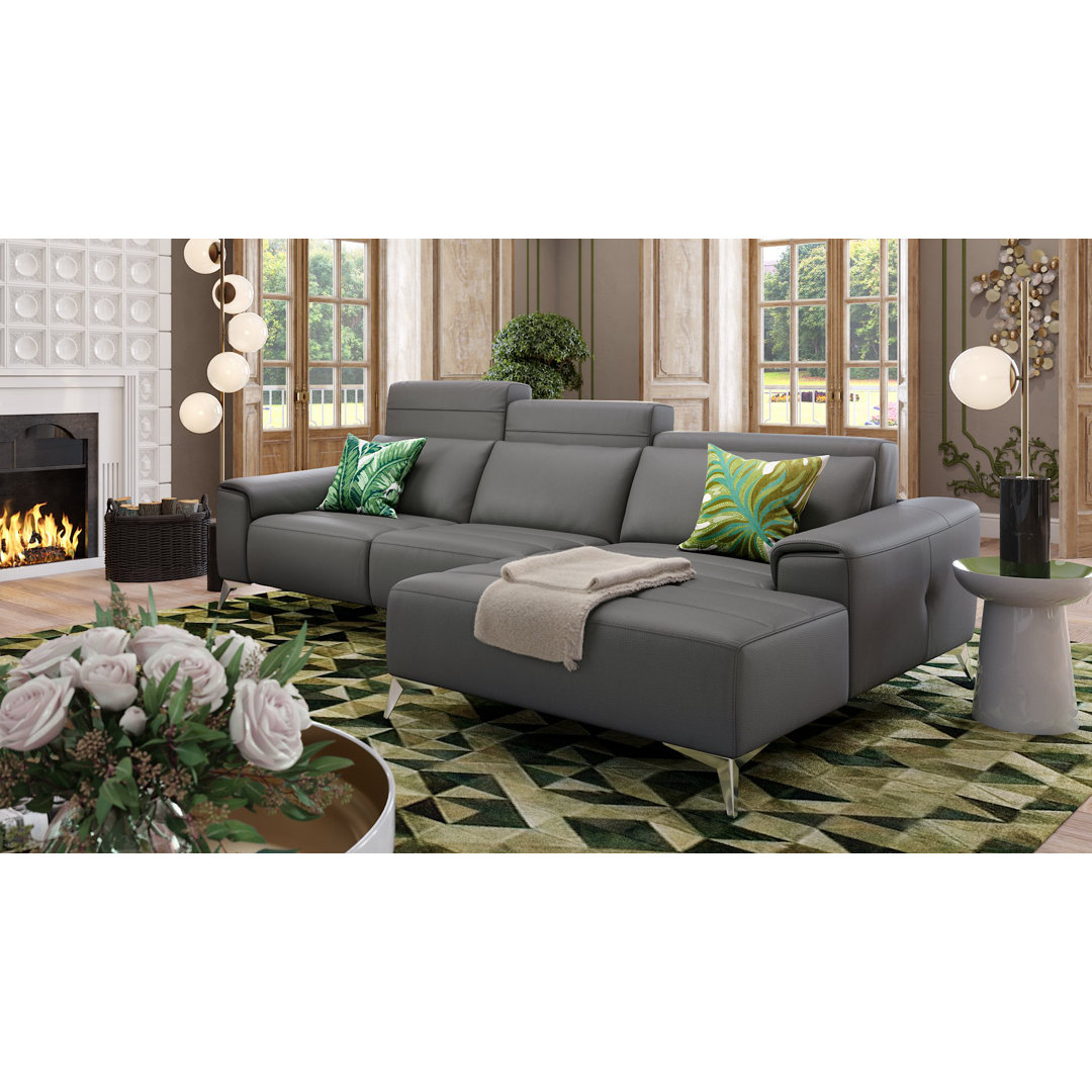 Perspections Leder Ecksofa Cucuta Gelb Links mit Funktionen