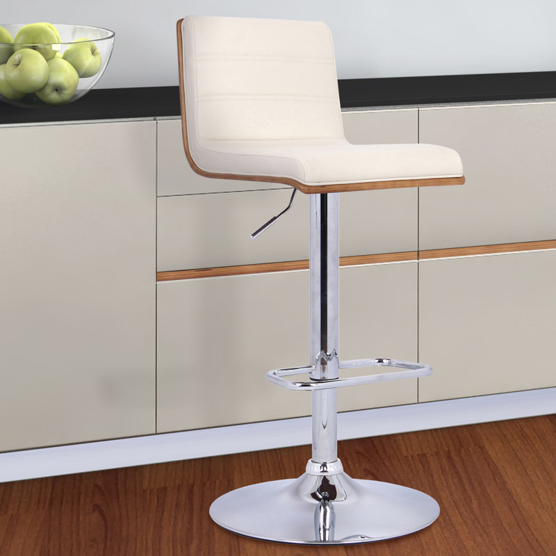 Swivel Upholstered Adjustable Height Counter Stool, Cream