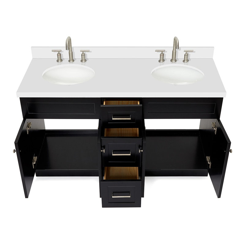 Ensemble de meuble-lavabo double 61 po Abell, Noir