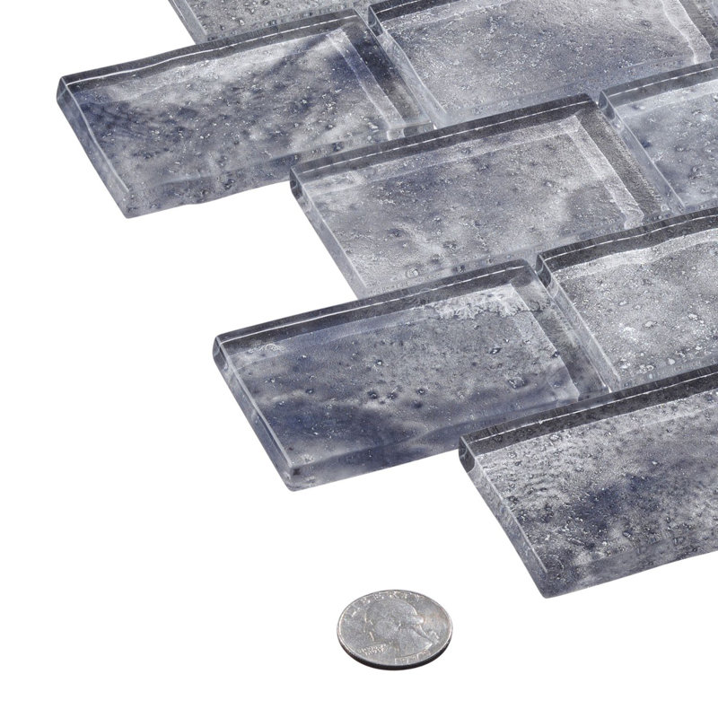 Nimbus Blue 2-in. x 3-in. Marble Look Brick Joint Polished Glass Floor & Wall Mosaic Tile, Hozze