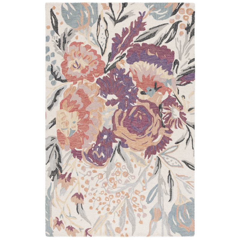 Jardin Hand Tufted Wool;Cotton Floral Indoor Rug, Rectangle 5' x 8'
