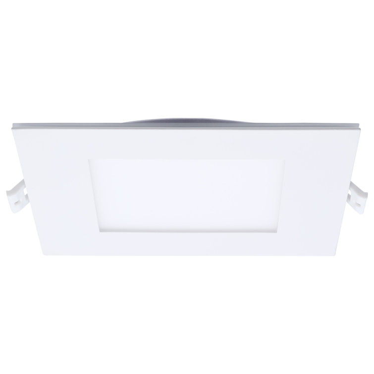 12 Watt LED Direct Wire Downlight With Night Light 6 Inch Remote Driver CCT Selectable Dimmable Square White Finish