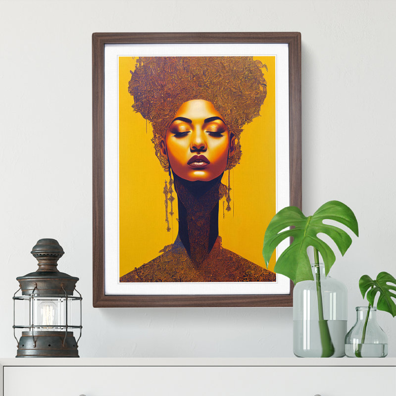 XV1022-61X A Golden Woman No.2 1 Piece Single Picture Frame Wall Art, 46cm H x 34cm W, Brown