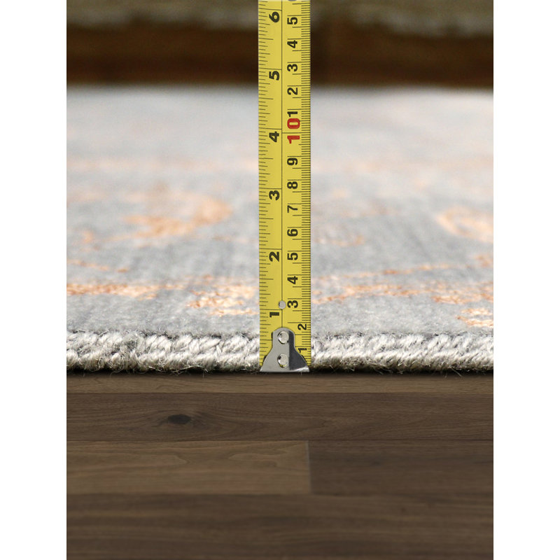 Tapis floral gris / brun noué à la main Floral