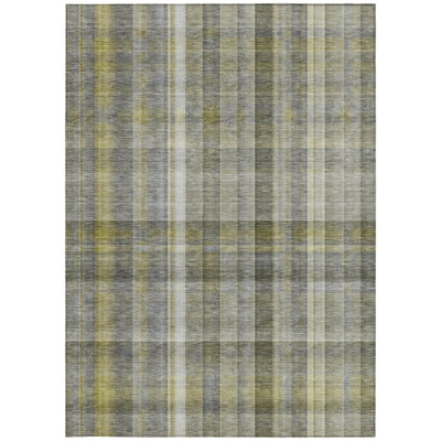 3' X 5' Gray Plaid Washable Non Skid Indoor Outdoor Area Rug