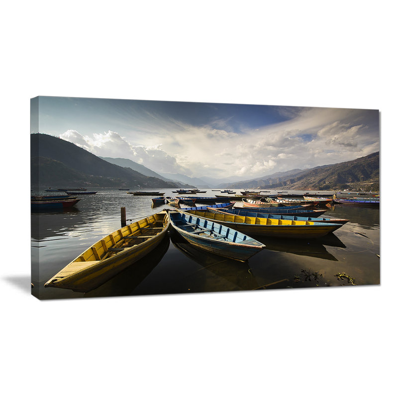 « pokhara lakeside bateau », photographie, H 16 po x l 32 po x P 1 po, Toile tendue