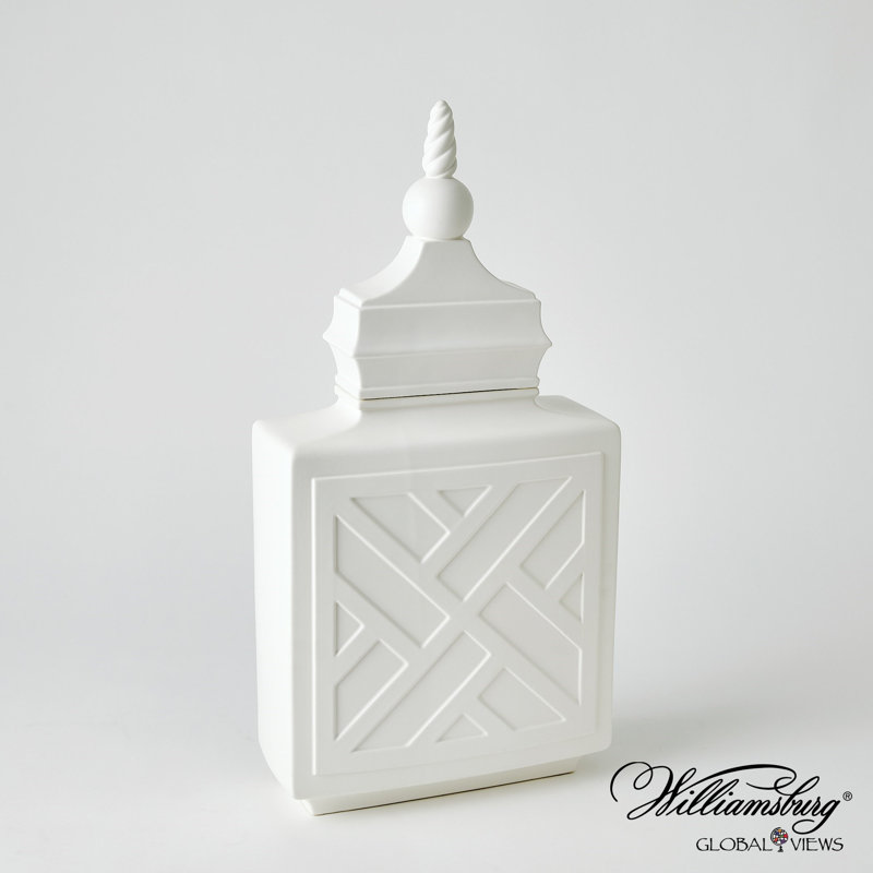 Chinoiserie Handmade Ceramic Jar, Matte Black, 27.75" H x 13.75" W x 6" D