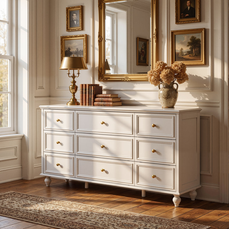 Commode double 9 tiroirs, Blanc