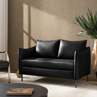 Eamor Modern 53" Upholstered Leather Loveseat