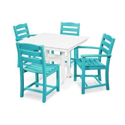POLYWOOD La Casa Café 5-Piece Farmhouse Dining Set with Trestle Legs