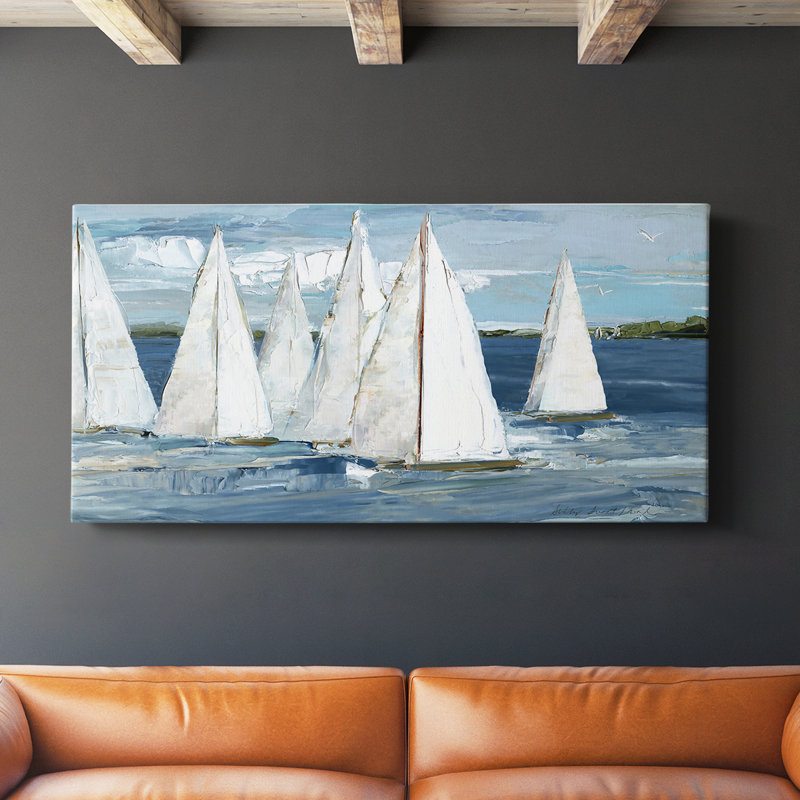 White Sails- Gallery Wrapped Canvas -Ready to Hang, 16"H x 32" W