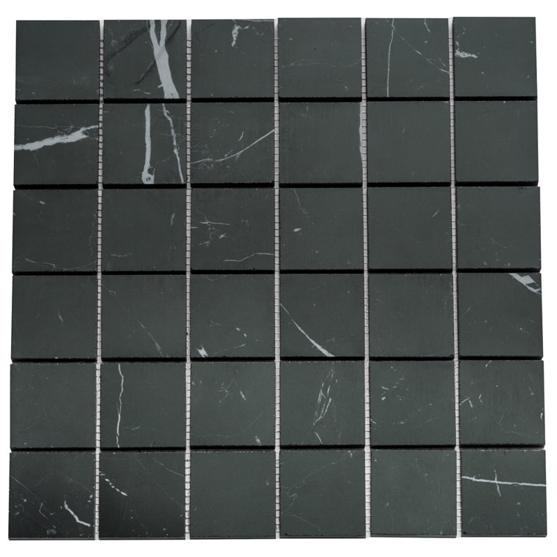 Penthouse 2" x 2" Porcelain Grid Mosaic Wall & Floor Tile, Nero Marquinia