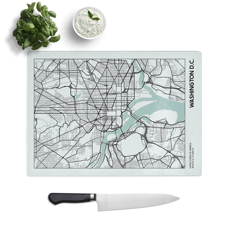 Map Washington DC USA Chopping Board, 20cm W x 28.5cm L