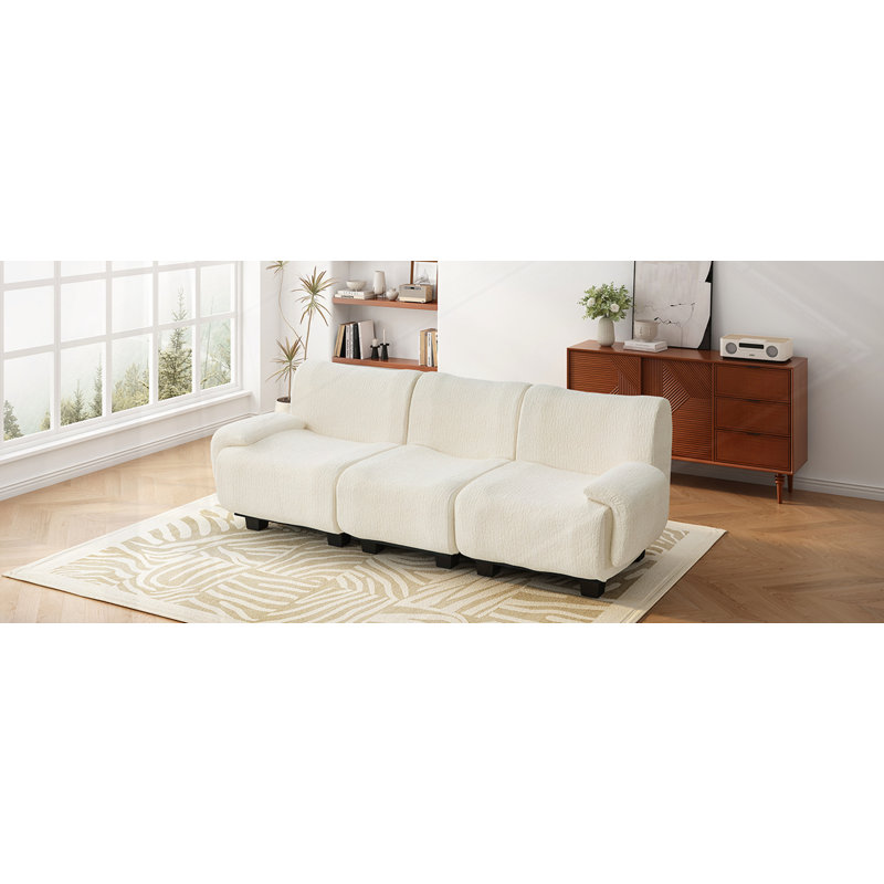 94.5" Sofa Couch Chenille Upholstered Sofa, Beige