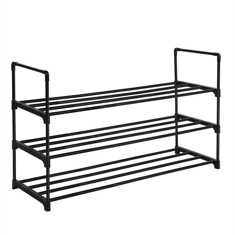 Shoe Rack, 3, Black, 55cm H x 92cm W x 30.5cm D