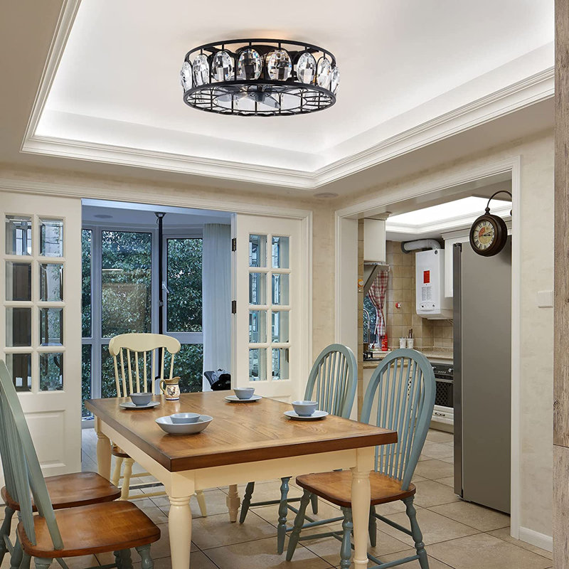 Ventilateur de plafond en cristal 18 po avec télécommande et ensemble d'éclairage Arenijus