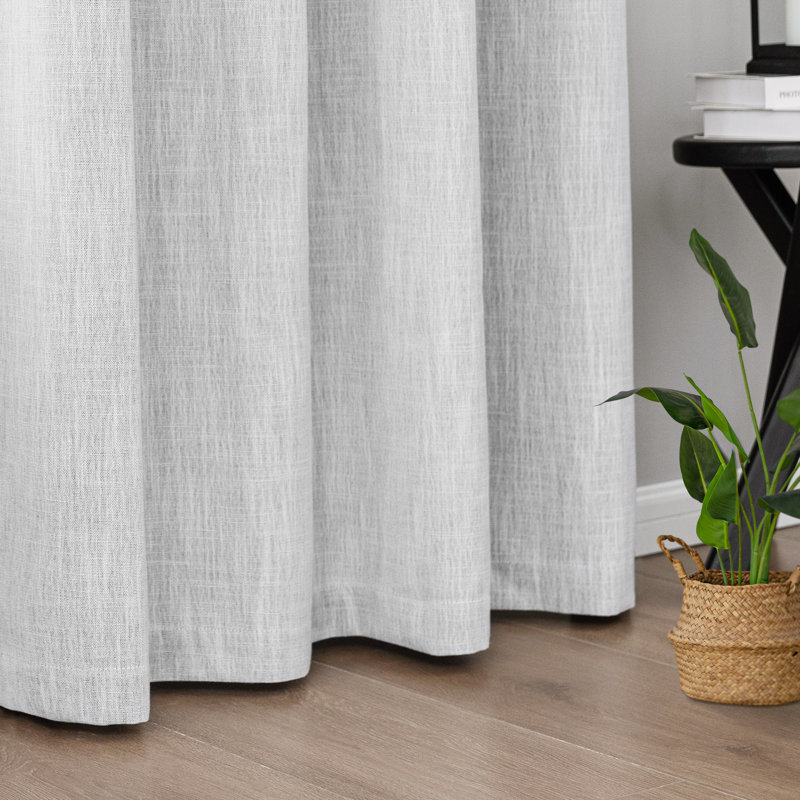 Paire de rideaux 100% lin occultant, L 52 po x L 84 po, Argent argent