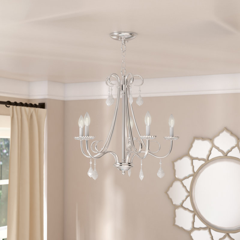 Blaney Candle Style Classic / Traditional Chandelier, Brushed Nickel, 22.25"H x 24.75"W x 24.75"D
