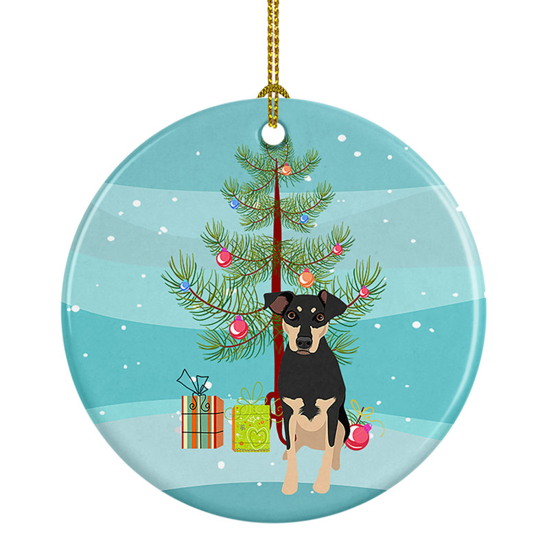 Ornement de Noël en céramique Rottweiler noir et brun clair # 3, Rottweiler noir et brun clair # 3