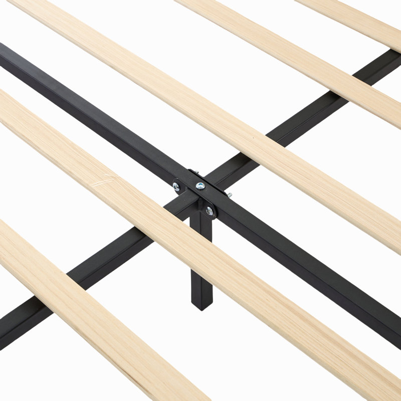 Structure de lit flottant pour grand lit avec lumières DEL, lit plateforme en cuir d'unité centrale avec tête de lit capitonnée