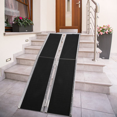 Non Skid Wheelchair Ramp, Threshold Ramp With An Applied Slip-Resistant Surface, Portable Aluminum Foldable Mobility Scooter Ramp, For Home, Steps, Stairs, Doorways, Curbs