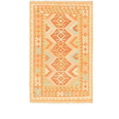Tapis intérieur en laine orange/rouge 3 pi 2 po x 5 pi 3 po one-of-kind à la main-noué la new age Elland