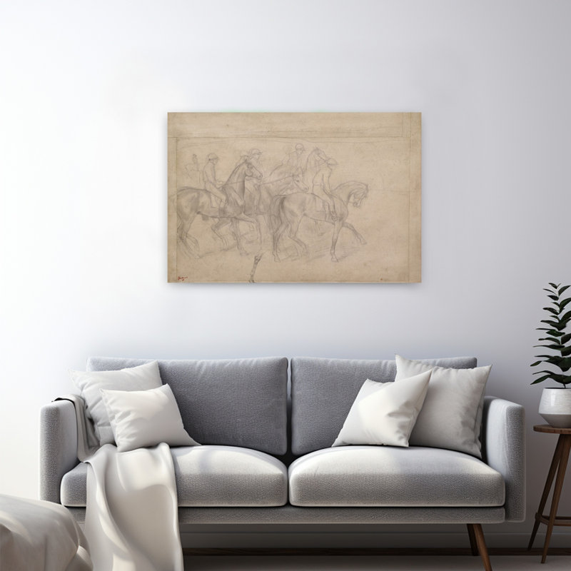 " At The Races, C.1860-62 Abstract Contemporary Horse Wall Art Print " by Edgar Degas Print, H 32 po x l 48 po