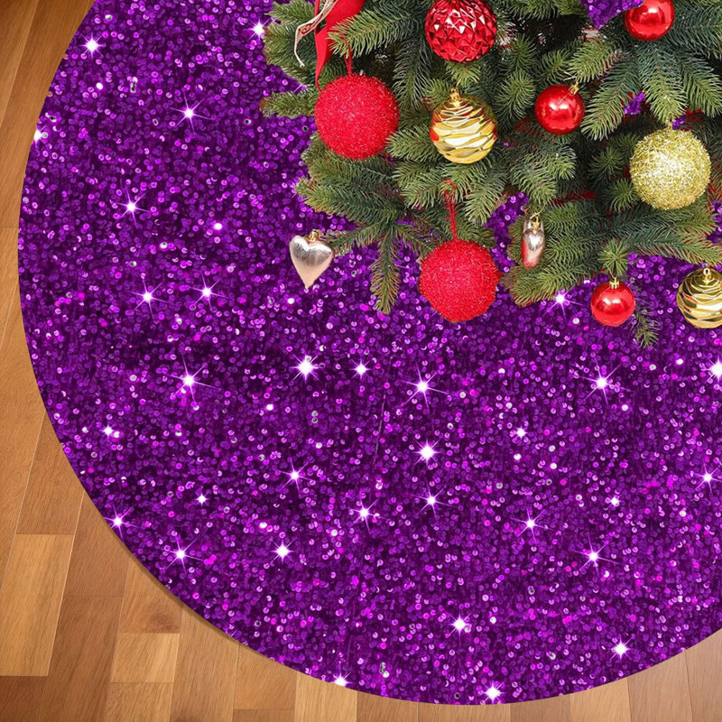 Tapis d'arbre de Noël à paillettes 36 po, Mauve