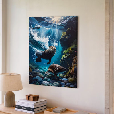 Reproduction de loutre ludique sur toile