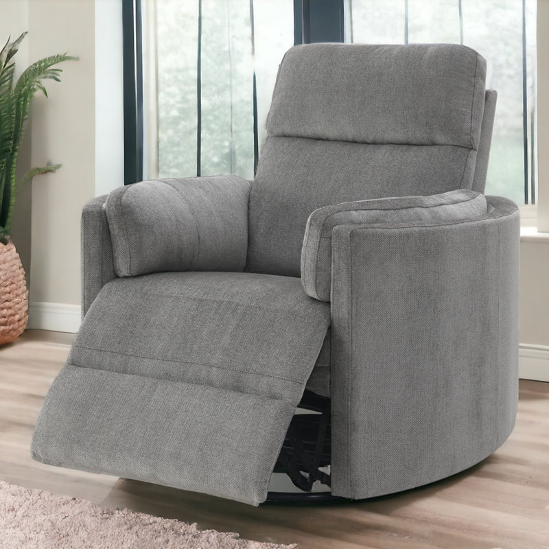 Fauteuil inclinable oscillant gris anthracite en chenille avec pivot