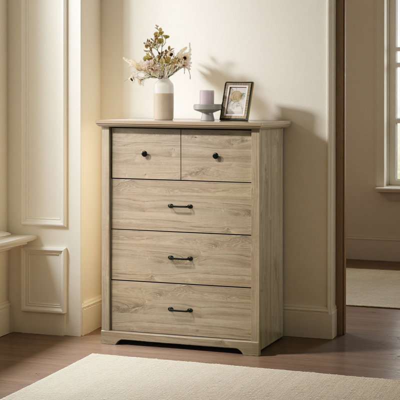Commode 4 tiroirs avec poignées l 32 ", Chêne clair