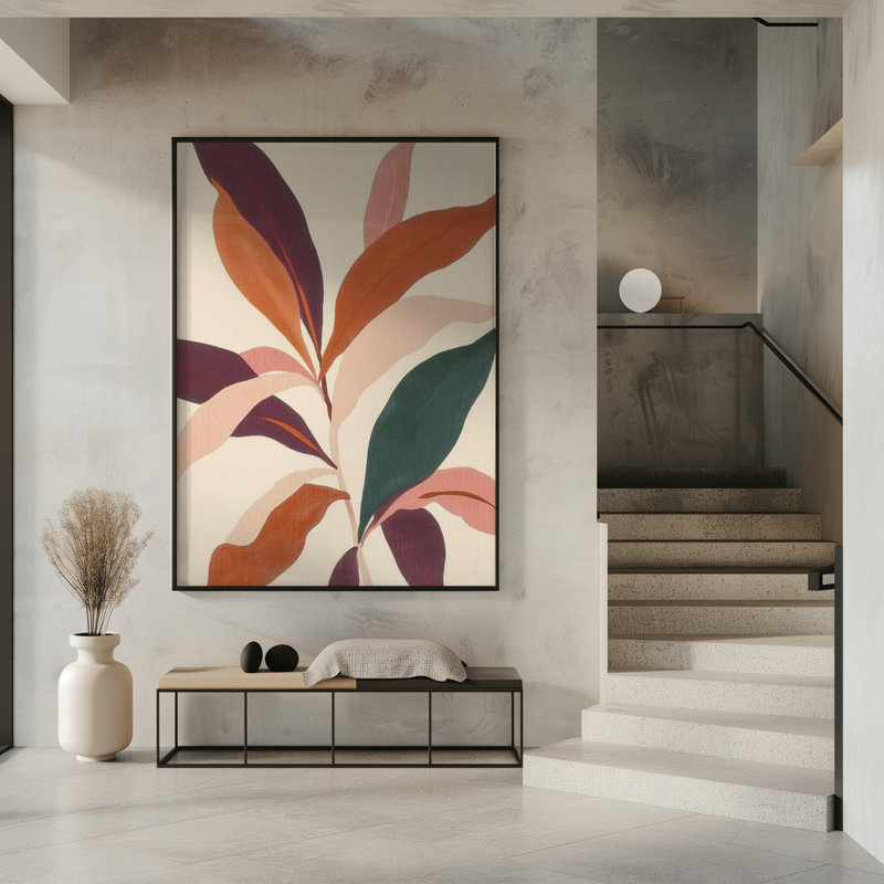 «Abstract Plants», art mural texturé encadré, Noir, noir, noir, noir, H 14 po x l 10 po