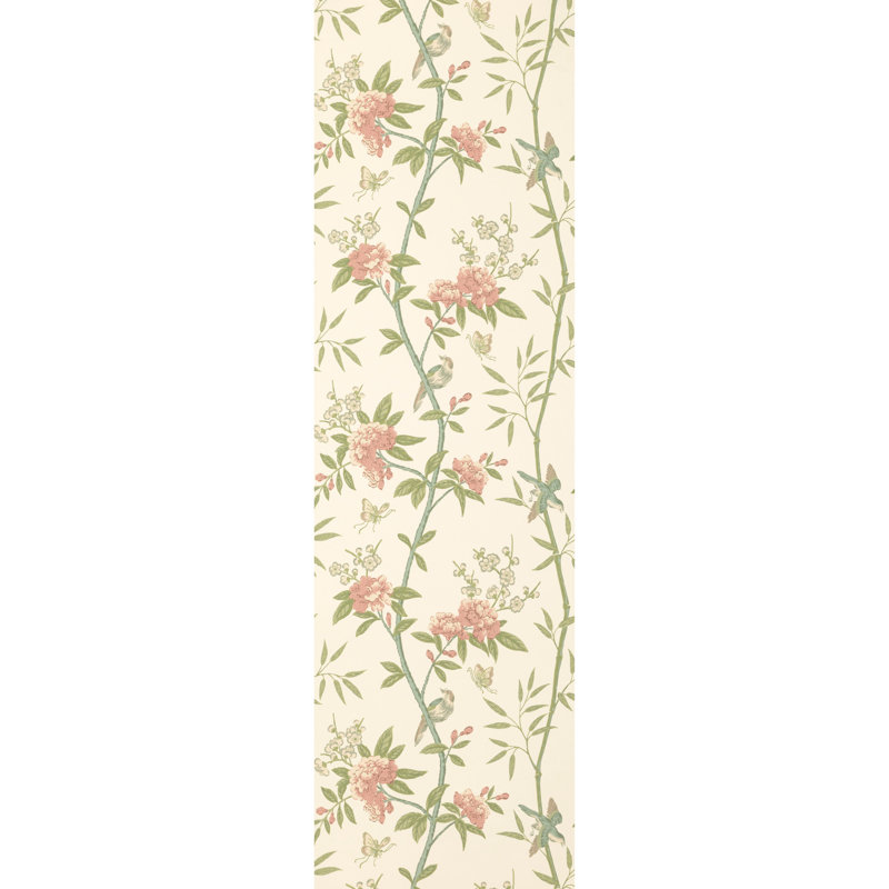 32.97' L x 20.7" W Wallpaper Roll, Green/Pink