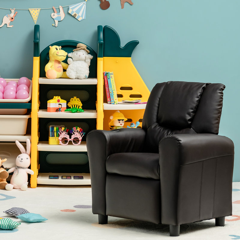Kinchen Kids 13.5'' Recliner and Ottoman, Brown 