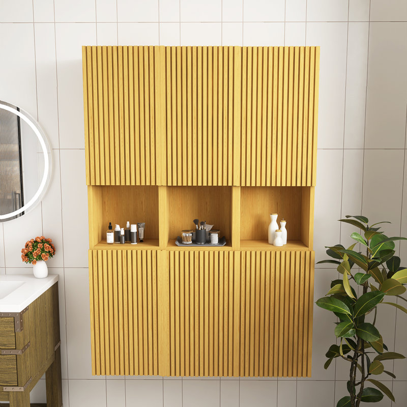 Armoire murale de salle de bain l 41 po x H 59 po, armoire de rangement étroite avec porte et tablettes