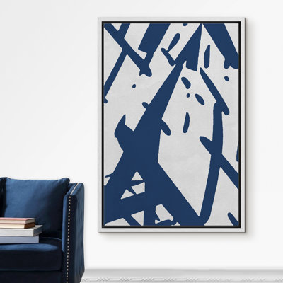 Signe, reproduction d'art sur toile encadrée, motifs croisés, motifs géométriques, illustrations, art moderne, bohème, urbain, multicolore, cool pour le salon. Chambre à coucher. Bureau - 24 po x 36 po blanc