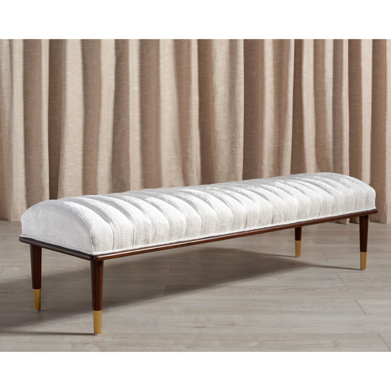 Celynn Velvet Upholstered Bench, Ivory Velvet