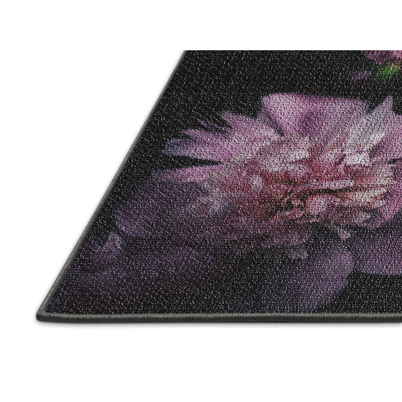 Tapis de fleurs avec 9 zones noires, Rectangle 2 pi x 4 pi