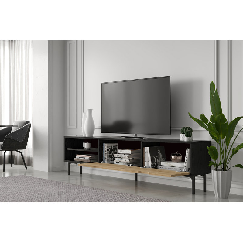 Meuble télé 71 po Saydi, Bois noir / chêne