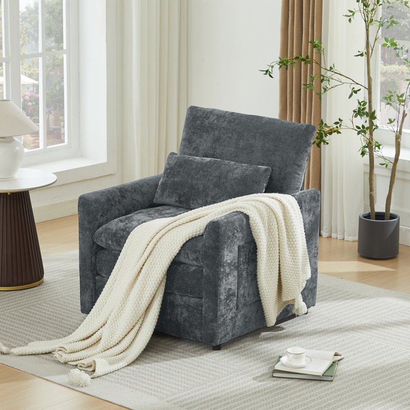 Fauteuil d'appoint moderne rembourré 32,5 po Drago, Gris