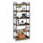 6-Tier Tall Industrial Bookcase With Open Shelves And 4 Hooks