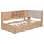 Lit de coin en L en bois avec tiroirs sous le lit avec bibliothèque de rangement et tête de lit tapissier et ports de chargement USB pour un espace limité-257543702-257543703