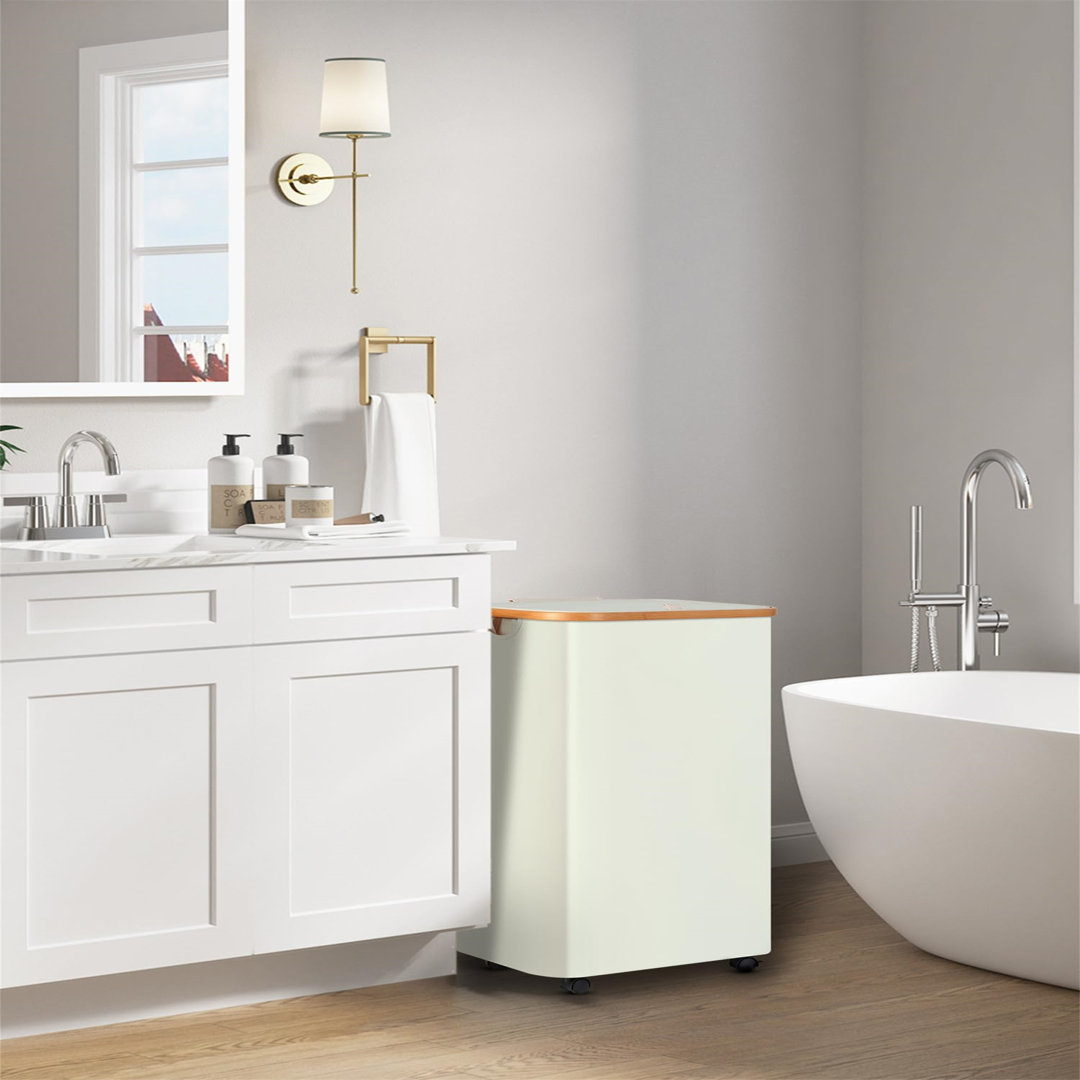 Laundry Basket With Wheels, 100L, With Lid, Foldable