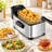 3.2-Quart Electric Deep Fryer with 1700W Heating Element, 60-Minute Timer, Adjustable Temperature and Removable Basket, Silver and Black