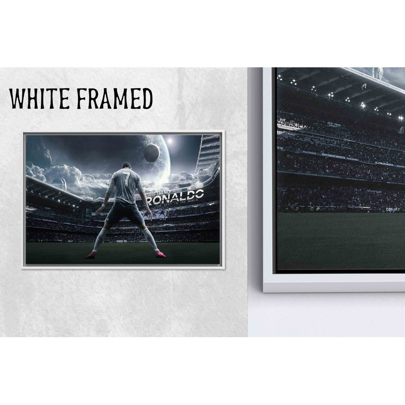 Toile imprimée Cristiano Ronaldo, décorations de sports de football, toile blanche encadrée 1P, H: 47,3 po x l: 82,7 po
